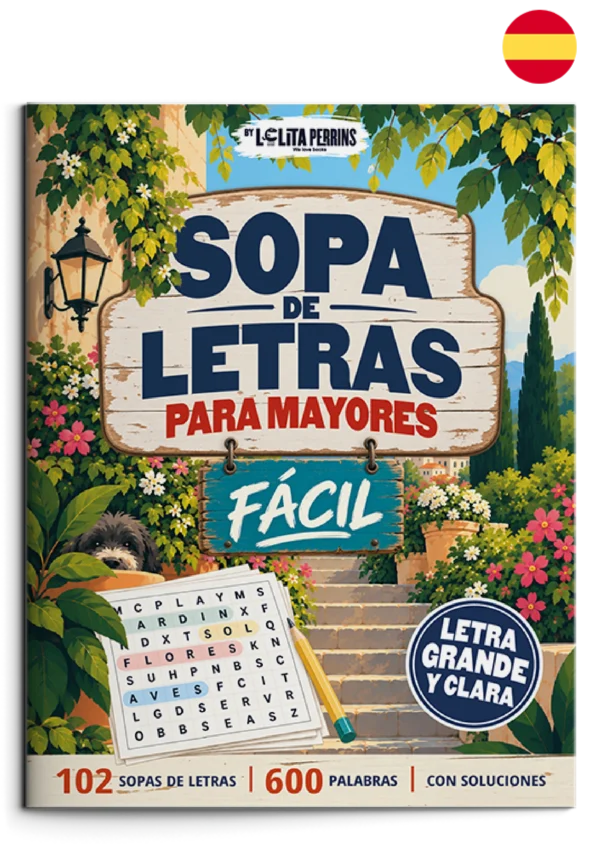 Sopa de Letras para Mayores — Nivel fácil Portada de Sopa de Letras para Mayores. Nivel fácil. Libro en castellano.