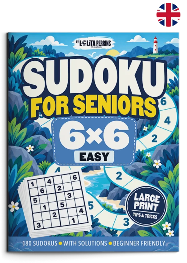 Sudoku for Seniors — Easy 6×6 Portada de Sudoku for Seniors. Easy 6×6. Libro en inglés.