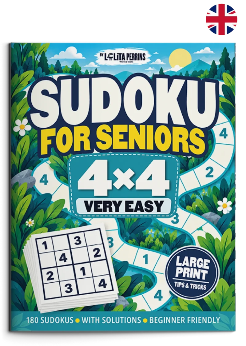 Sudoku for Seniors — Very Easy 4×4 Portada de Sudoku for Seniors. Very Easy 4×4. Libro en inglés.