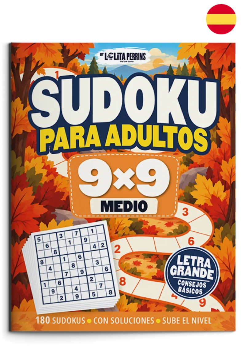 Sudokus para Adultos — Medio 9×9 Portada de Sudokus para Adultos. Medio 9×9. Libro en castellano.