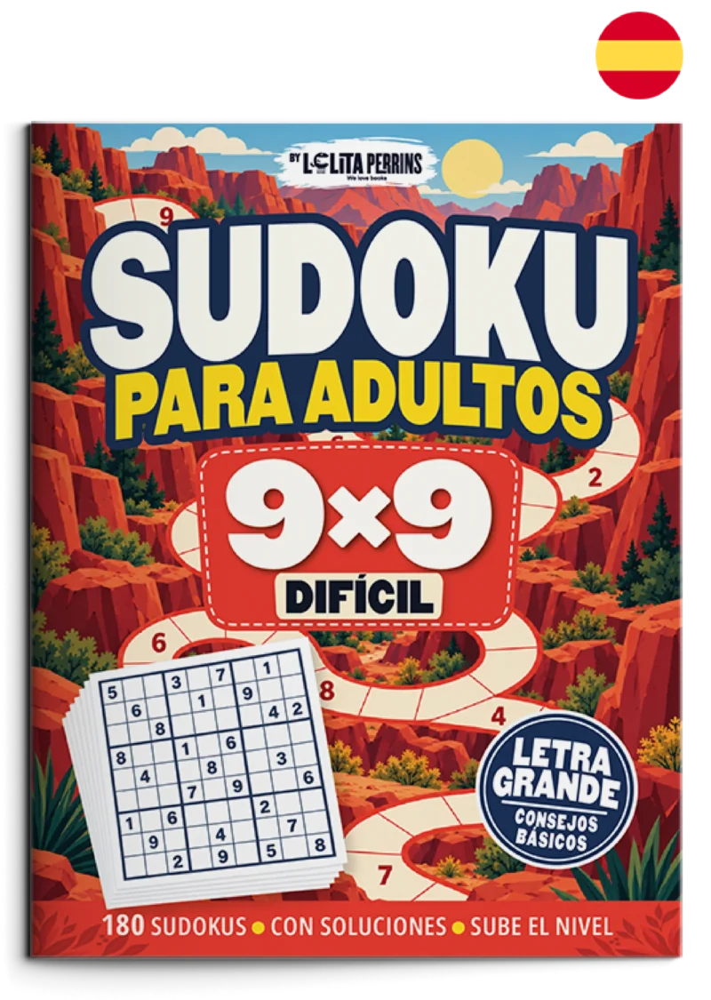Sudokus para Adultos — Difícil 9×9 Portada de Sudokus para Adultos. Difícil 9×9. Libro en castellano.
